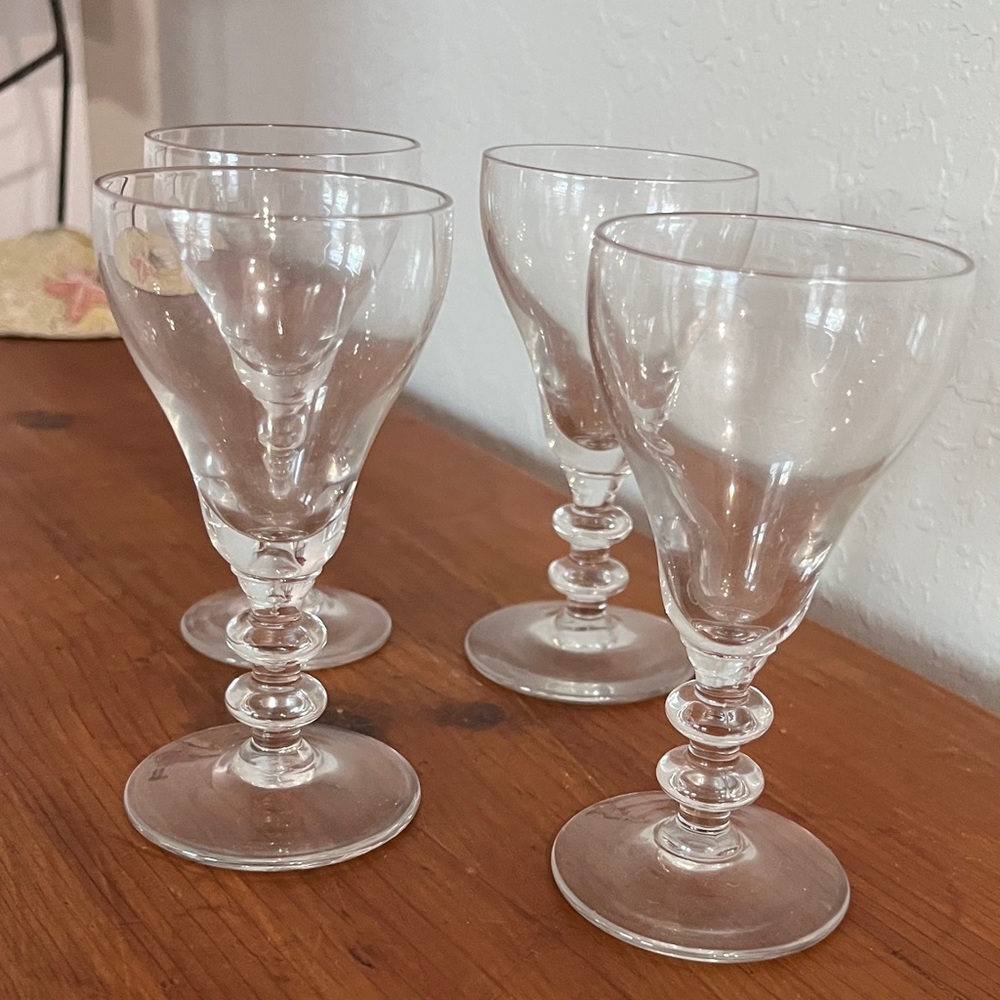 Vintage Sherry Crystal Glasses in Knob Hill Style set of 4